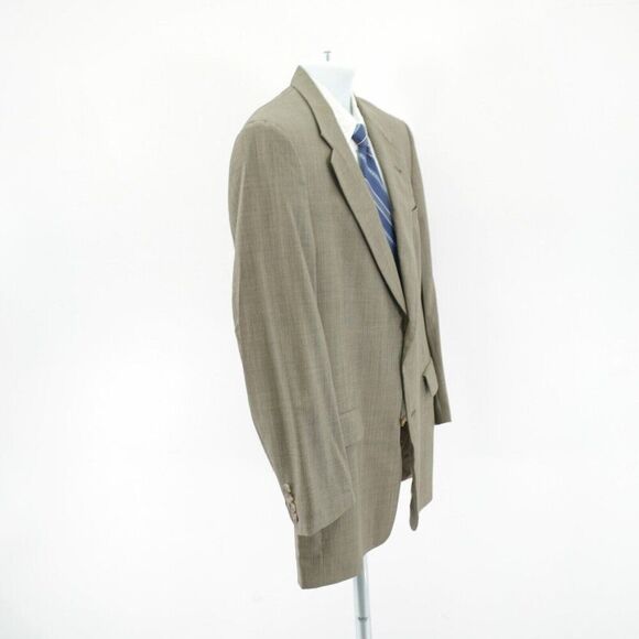 Hart Schaffner Marx Green Tan Nailshead Wool Sport Coat 2 Button 42L - Picture 7 of 11